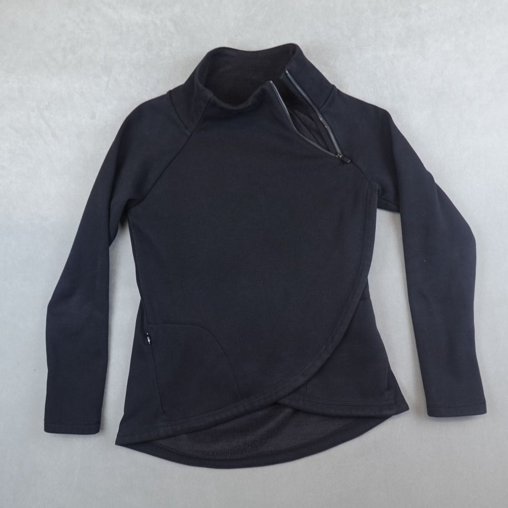 ATHLETA Cozy Karma Asym Pullover Sweatshirt Size XS Black Soft CYA Top